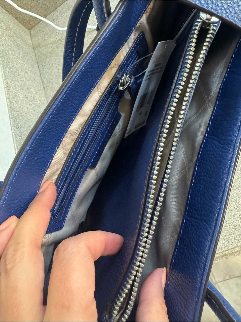 Michael Kors Blue and White Striped tote bag